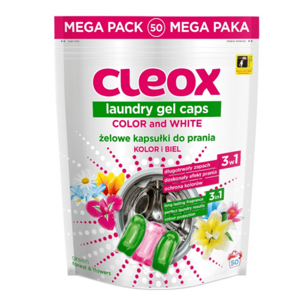 CLEOX - Żelowe Kapsułki Do Prania 50 X 21g Do Koloru I Do Białego
